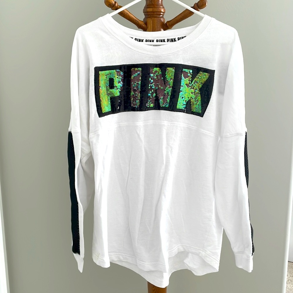 PINK Sequin Light Sweater/Long Sleeve Shirt, size Large
